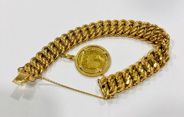 Bracelet Bracelet pièce vintage maille américaine or jaune 58 Facettes