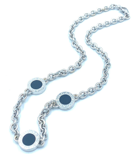 Collier BVLGARI. Collier or blanc et onyx 58 Facettes