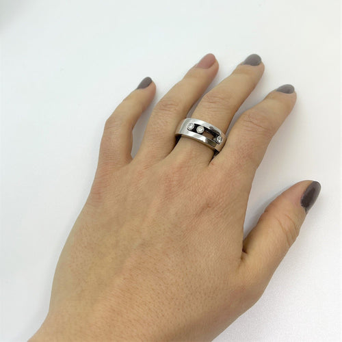 Bague 59 Bague Or Blanc avec Diamant 58 Facettes 20400000494/LC