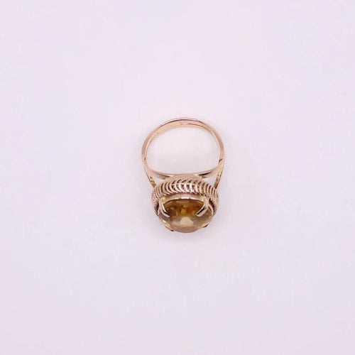 Bague Bague Vintage Citrine ovale sur or jaune 58 Facettes