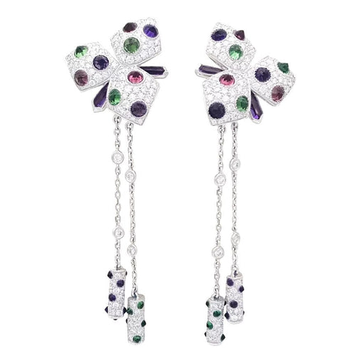 Boucles d'oreilles Boucles d'oreilles Cartier, "Caresse d'Orchidée", or blanc, diamants, pierres de couleur. 58 Facettes 33023