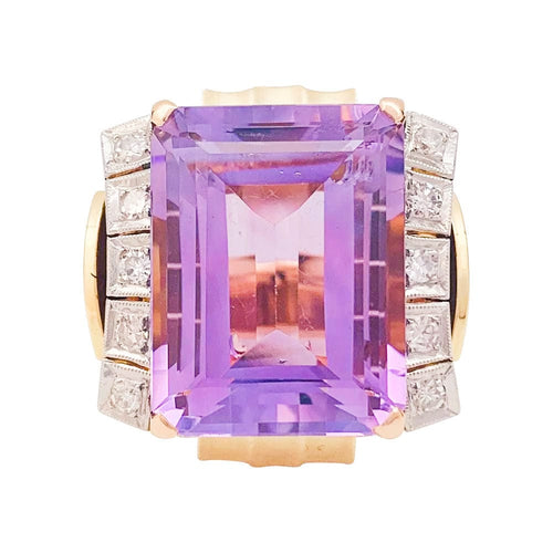 Bague 53 Bague Tank en or rose, améthyste, diamants. 58 Facettes 31369