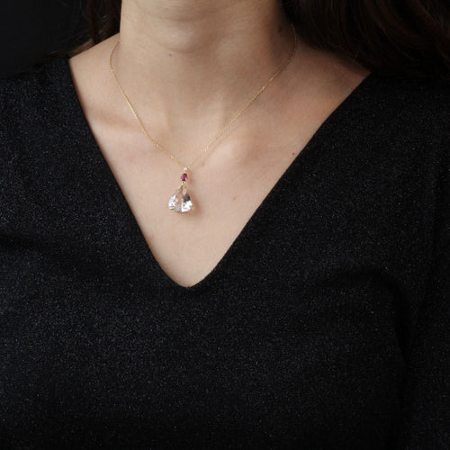 Collier Collier diamant rubis morganite sur or jaune 58 Facettes 21-723