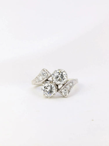 Bague Bague toi et moi vintage en or et diamants 1.6 ct 58 Facettes J4