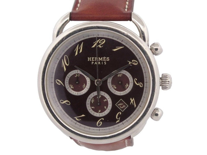 Montre montre HERMES arceau chronographe 43 mm automatique acier palladie 58 Facettes 254421