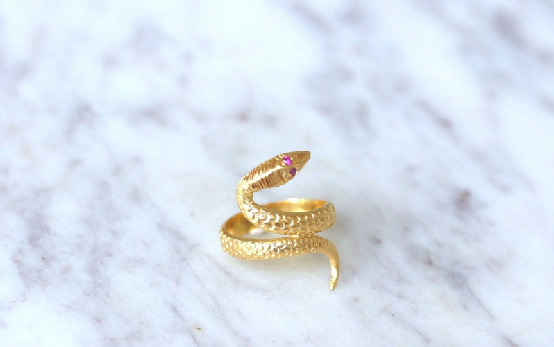 Bague Bague vintage serpent enroulé or jaune 58 Facettes