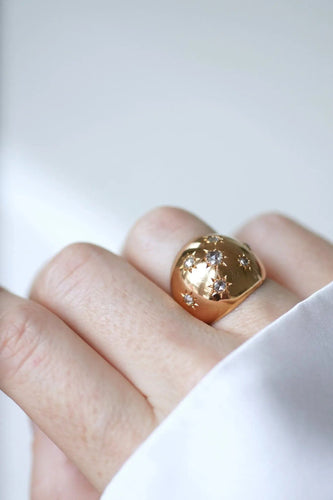 Bague Bague boule constellation or rose et diamants 58 Facettes