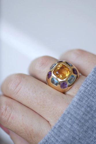 Bague Bague boule or citrine topaze bleue améthyste 58 Facettes