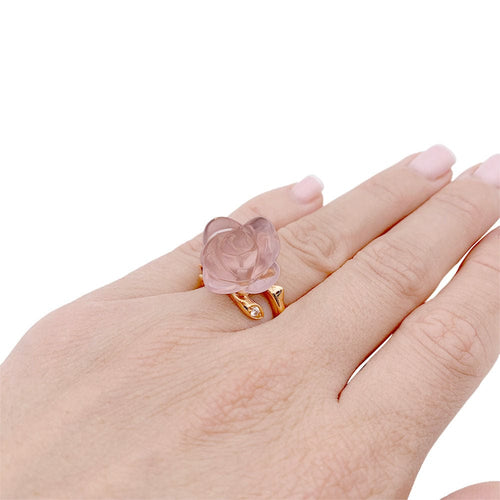 Bague 51 Bague Dior, "Pré Catelan", or rose, quartz rose, diamant. 58 Facettes 33132