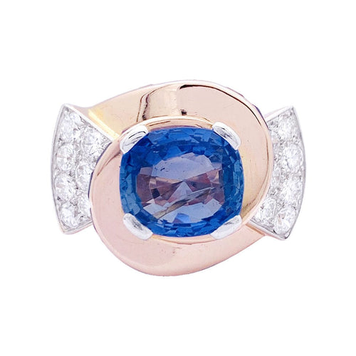 Bague 60 Bague Tank or rose, diamants, saphirs. 58 Facettes 33460