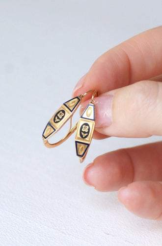 Boucles d'oreilles Boucles d'oreilles poissardes or rose et émail 58 Facettes