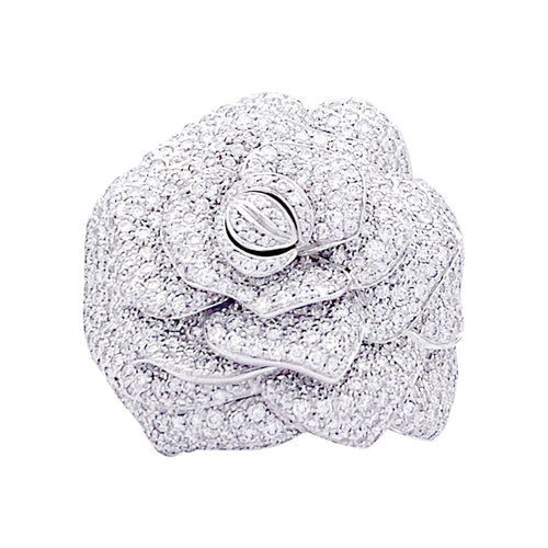 Bague 58 Bague "Rose" or blanc, diamants. 58 Facettes 33377