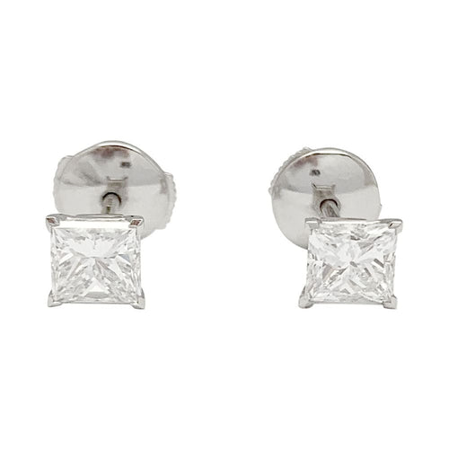 Boucles d'oreilles Boucles d'oreilles platine et diamants princesses. 58 Facettes 31938