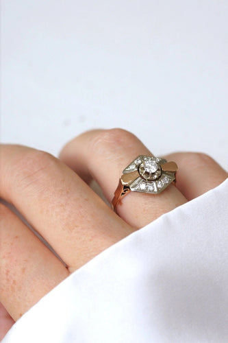 Bague Bague Art Déco deux ors et diamants 58 Facettes