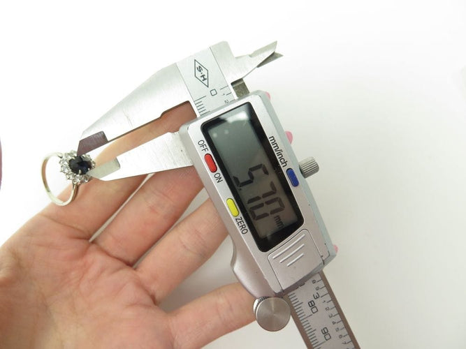 Bague 52 bague marquise t52 sertie saphir 1.5ct & 12 diamants or blanc 18k sapphire 58 Facettes 252155