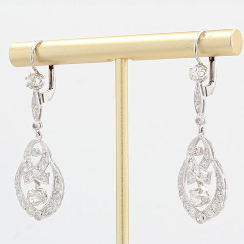 Boucles d'oreilles Boucles d'oreilles anciennes or blanc diamants 58 Facettes 22-257