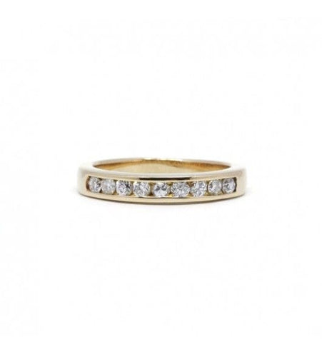 Bague 50 / Jaune / Or 750 Demi Alliance 9 Diamants 58 Facettes 210203R