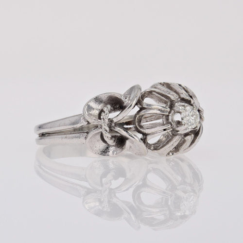 Bague 54 Bague vintage or blanc saphir blanc solitaire 58 Facettes 20-179B