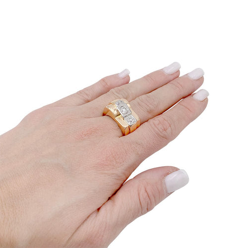 Bague 58 Bague Tank en or rose, platine, diamants. 58 Facettes 32287