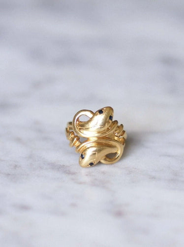 Bague Serpents enroulés or et saphirs 58 Facettes