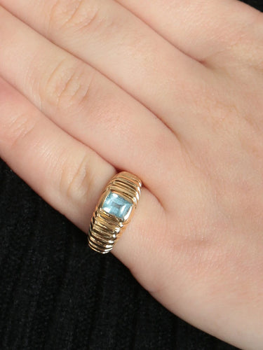 Bague Or Jaune / Aigue-marine / 49 BAGUE OR & AIGUE-MARINE 58 Facettes BO/220011 STA