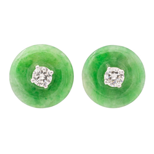 Boucles d'oreilles Boucles d'oreilles Puces Or blanc Jade Jadéite 58 Facettes 2432028CN