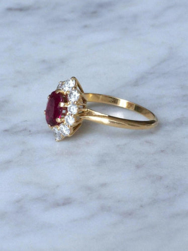 Bague Bague marguerite rubis et diamants 58 Facettes