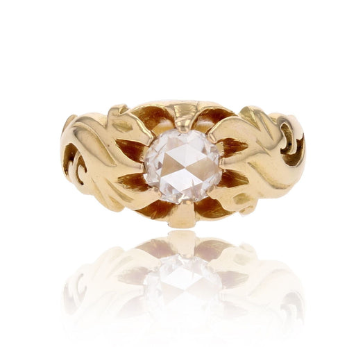 Bague 49 Bague jonc gravée et diamant 58 Facettes 22-548