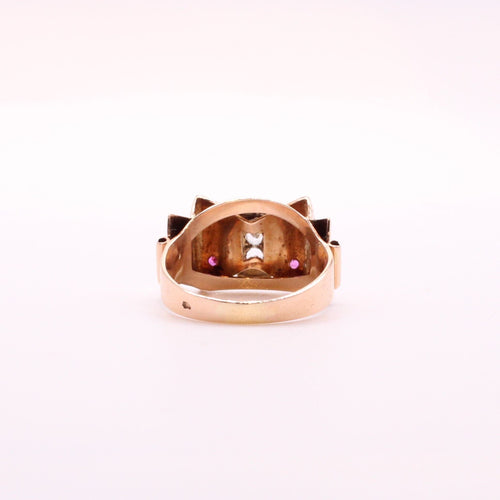 Bague Bague Tank pierre blanches, rubis 58 Facettes