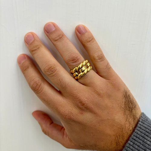 Bague 48 DAVID WEBB - Bague unisexe en or tissé 58 Facettes