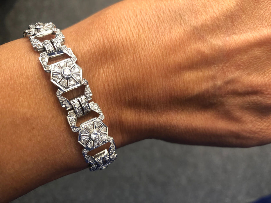 Bracelet bracelet or gris et platine au motifs octogonaux 58 Facettes