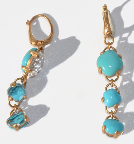 Boucles d'oreilles Boucles d'oreilles Pomellato modèle Capri topaze bleue et turquoise 58 Facettes