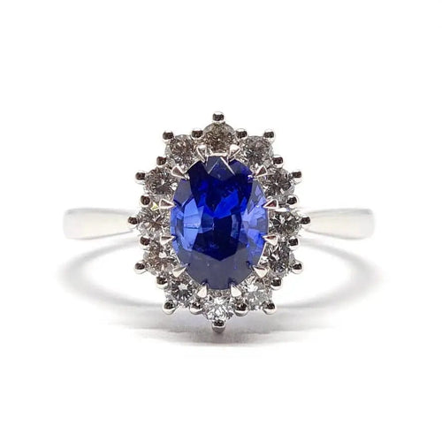 Bague Bague Marguerite saphir diamants or blanc 58 Facettes