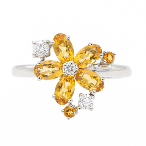 Bague 53 Bague fleur or blanc citrine 58 Facettes 2700726CD