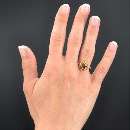 Bague 54 Bague fleur grenat et or 58 Facettes 22-308
