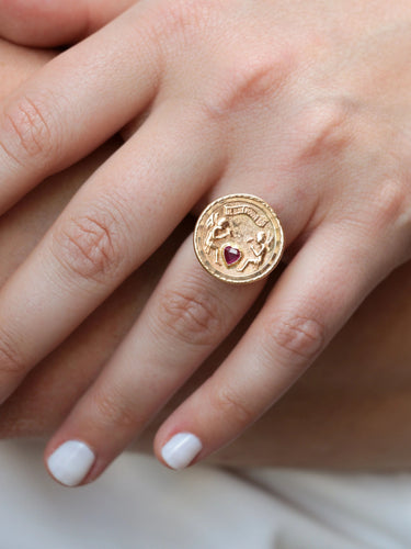 Bague Bague en Or jaune & rubis de synthèse 58 Facettes 742