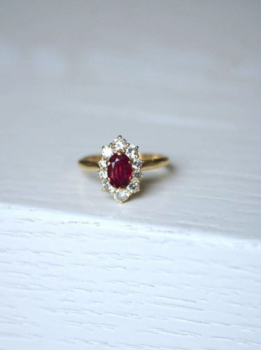 Bague Bague marguerite rubis et diamants 58 Facettes