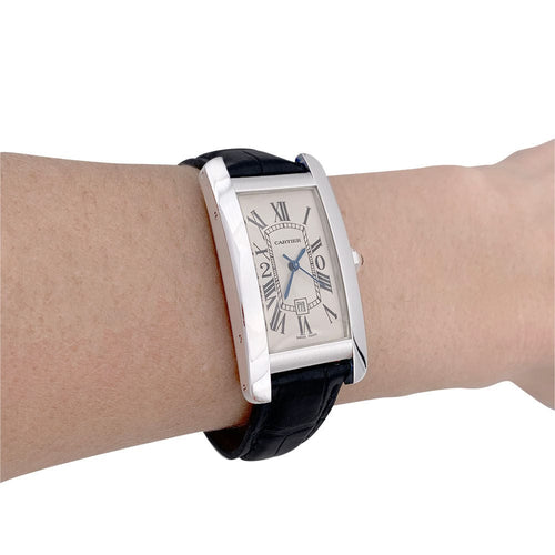 Montre Montre Cartier, "Tank Américaine", or blanc. 58 Facettes 32242