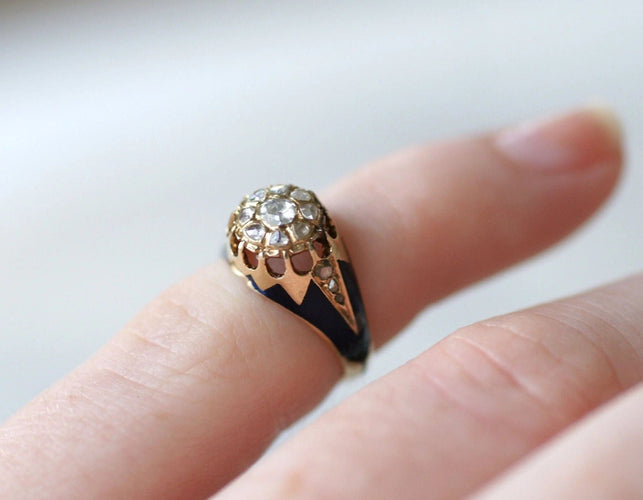 Bague Bague jonc d'enfant émail et diamants 58 Facettes