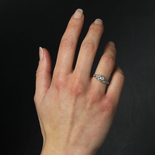 Bague 54 Bague jonc ancienne diamants 58 Facettes 18-164