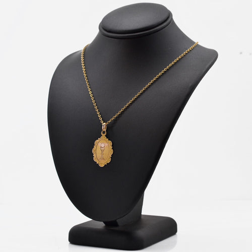 Pendentif Médaille ancienne Calice or jaune 58 Facettes 04-034