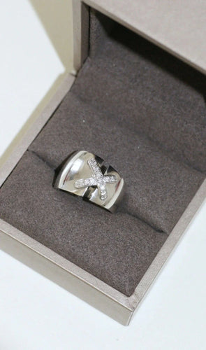 Bague 52 CHAUMET - Bague "Liens croisés" Or blanc Diamants 58 Facettes