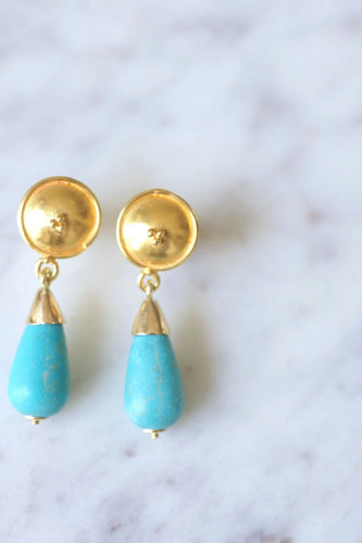 Boucles d'oreilles Boucles d'oreilles or et goutte de turquoise 58 Facettes