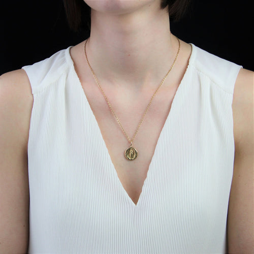 Pendentif Médaille ancienne or jaune Saint Michel et Vierge Marie 58 Facettes CVP74