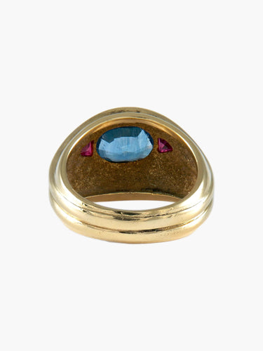 Bague Or Jaune / Saphir / 51 BAGUE " BLUE-EYE" OR & PIERRES 58 Facettes BO/220013