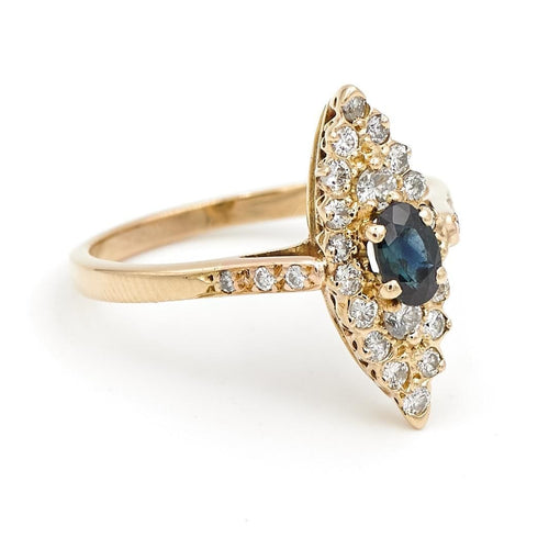 Bague 53 Bague Marquise Or jaune Saphir 58 Facettes 1792064CN