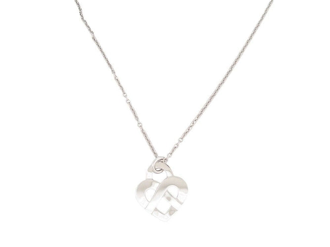 Collier collier POIRAY coeur entrelace mm chaine forcat or blanc 18k 58 Facettes 258177