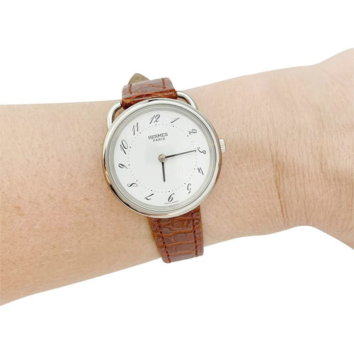 Montre Montre Hermès, "Arceau", acier, cuir. 58 Facettes 31974