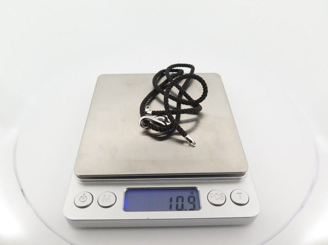 Collier collier FRED pendentif mouvemente or blanc 18k diamant cordon noir t50 58 Facettes 250364