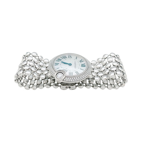 Montre Montre Cartier "Ballon Blanc" en or blanc et diamants. 58 Facettes 31118